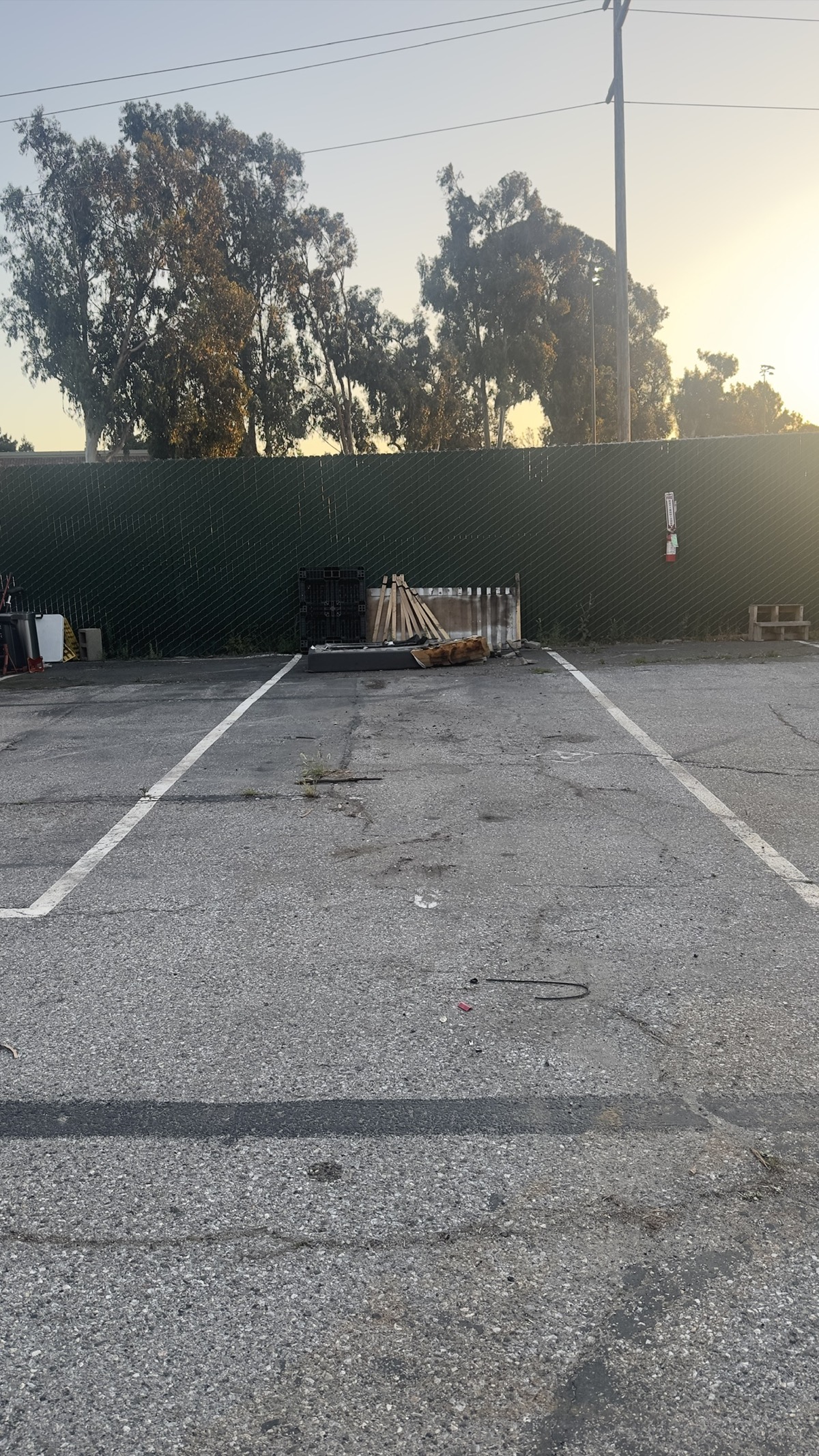 Parking space and fence line at the Geng safe-parking site